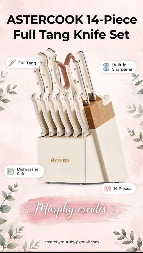 Astercook 14-Piece Full Tang Knife Set – UGC video by Murphy Creates