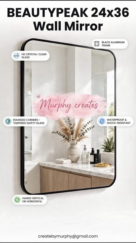 BEAUTYPEAK 24x36 Wall Mirror – UGC video by Murphy Creates